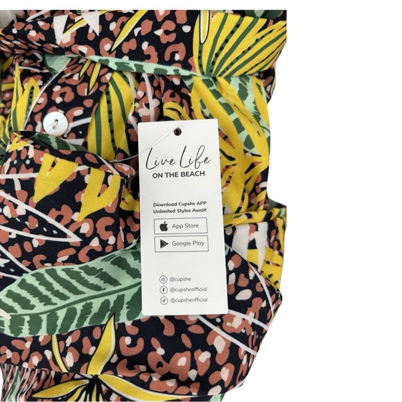 NWT Belted Tropical Leaf Leopard Print Dress M Cupshe - Picture 6 of 11